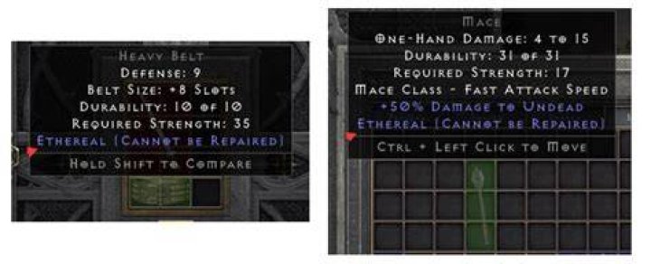 Diablo 2 how to repair ethereal items