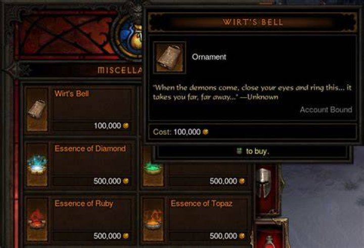 Diablo 3 wirt’s bell what does it do