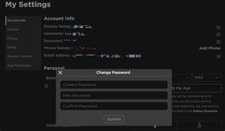 How do i change my roblox password