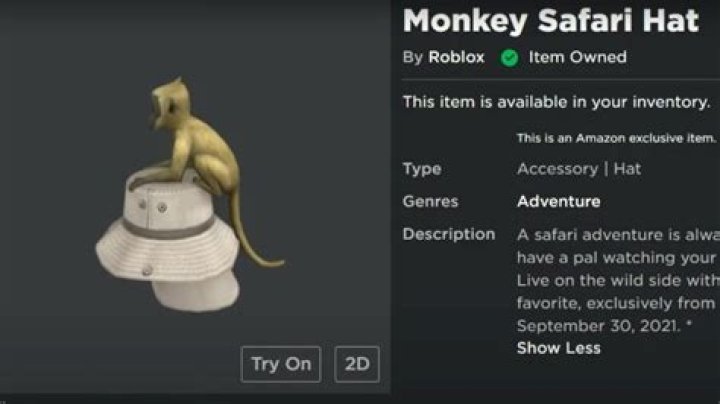 How do you get the monkey safari hat in roblox