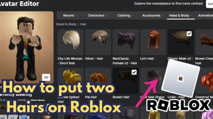 How do you put two hairs on roblox