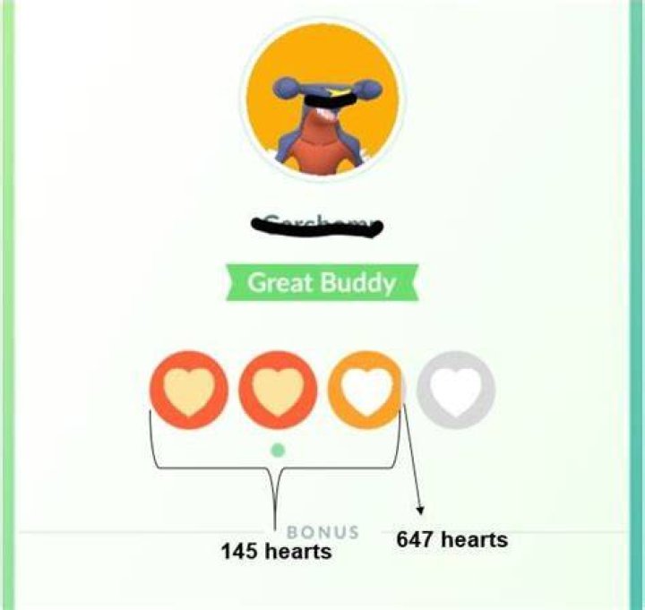 How many hearts pokemon go buddy