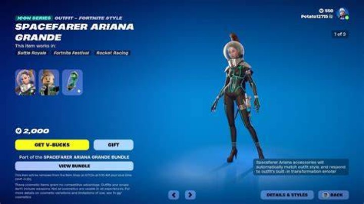 How much is ariana grande fortnite skin