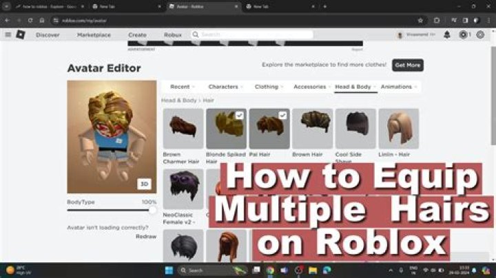 How to add two hairs on roblox