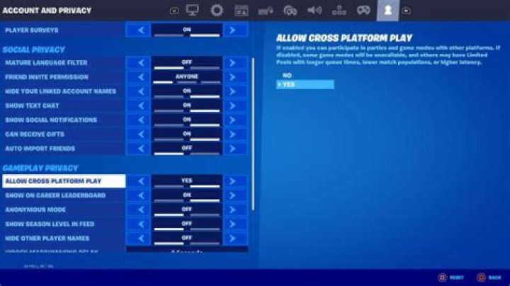 How to disable cross platform fortnite