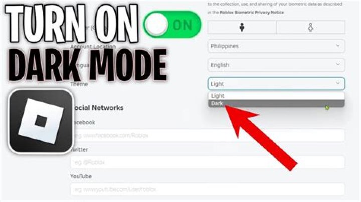 How to turn on dark mode on roblox