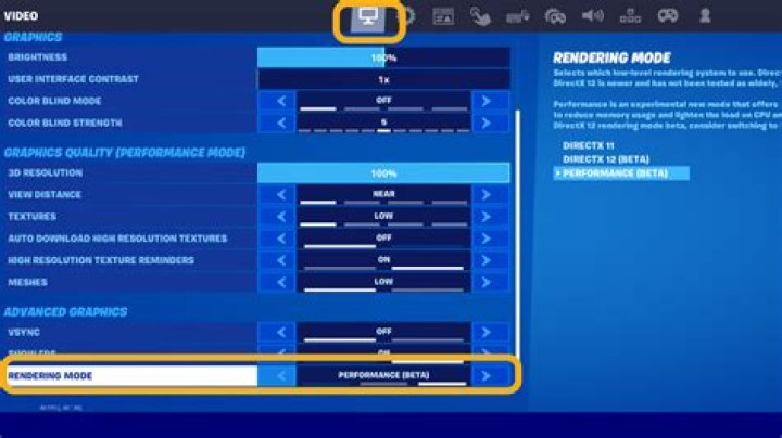 How to turn on performance mode on fortnite