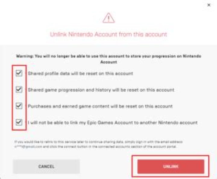 How to unlink fortnite account from switch