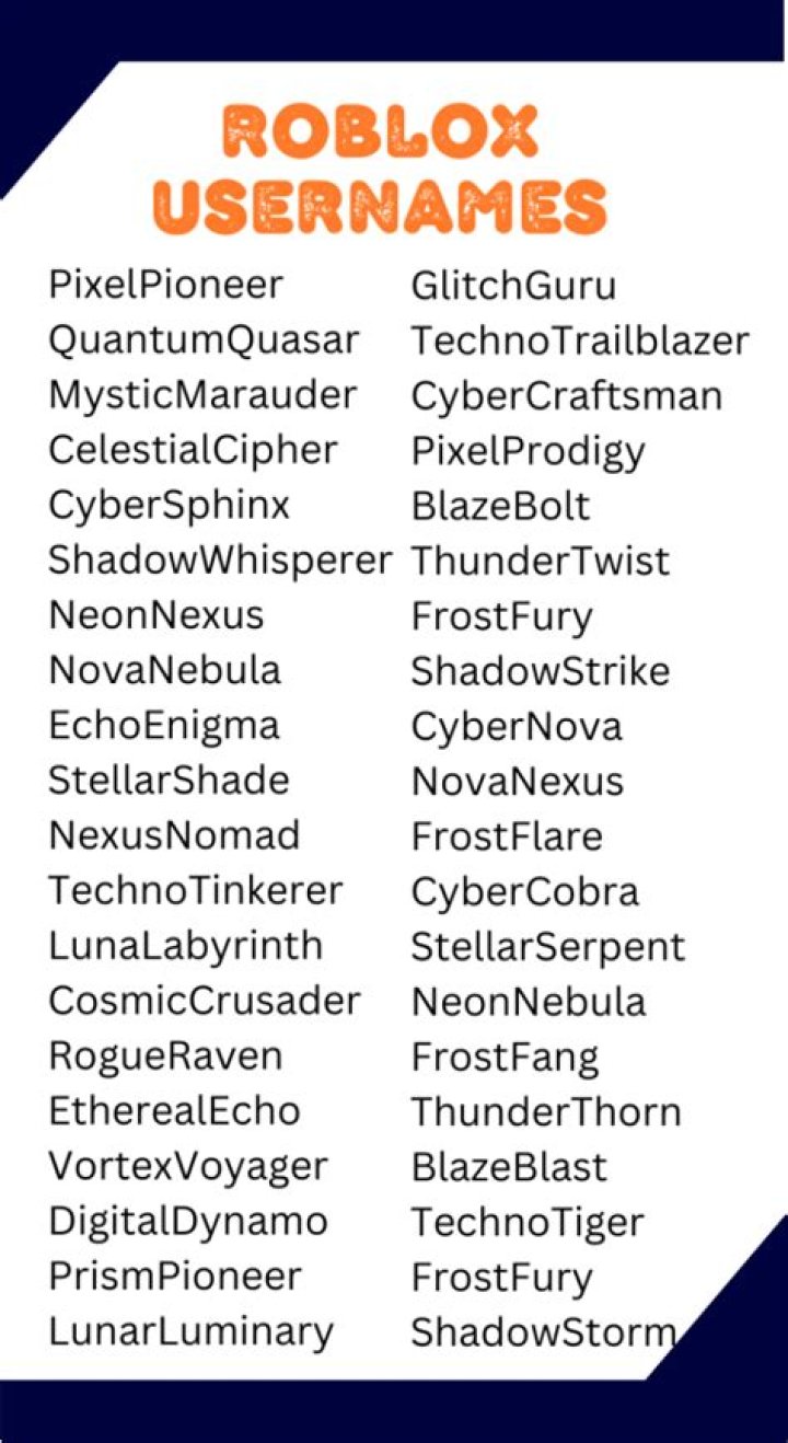 What is a good username for roblox