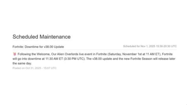 When does the fortnite downtime end