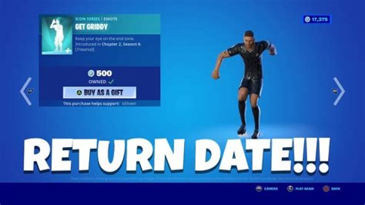 When is griddy coming back to fortnite