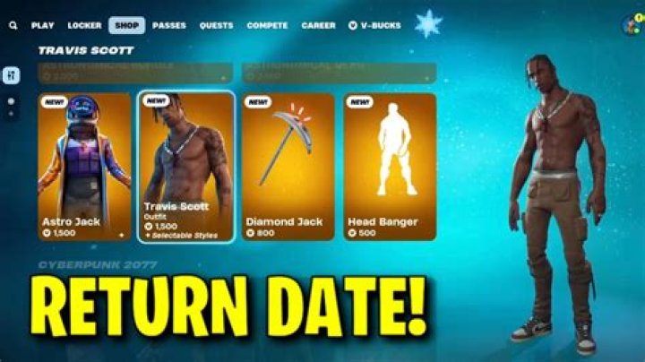When will travis scott return to fortnite 2021