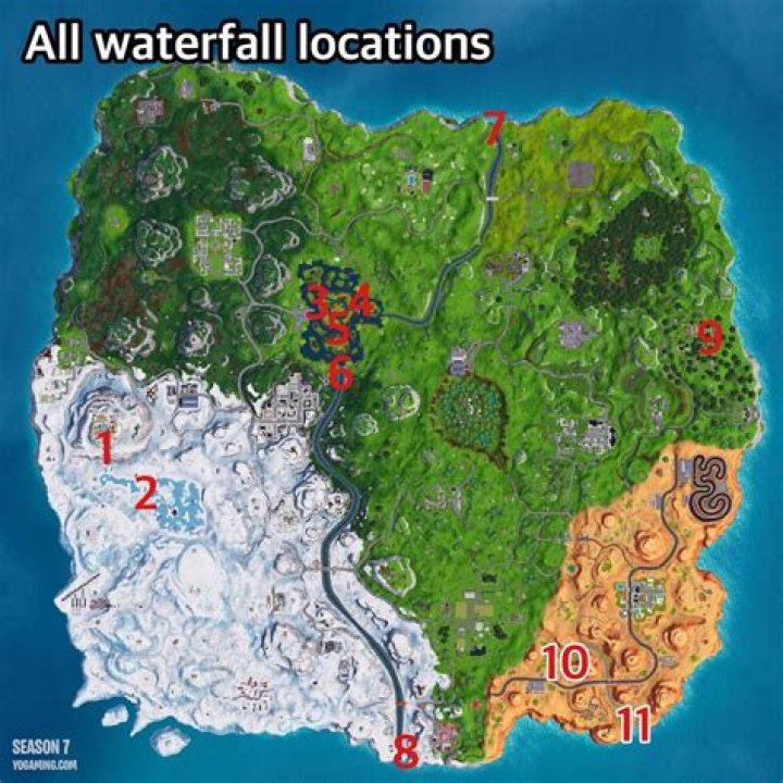 Where are all the waterfalls in fortnite