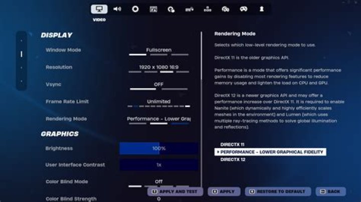 Where is performance mode in fortnite