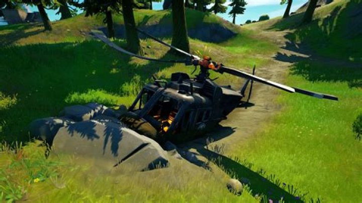 Where is the black downed helicopter in fortnite